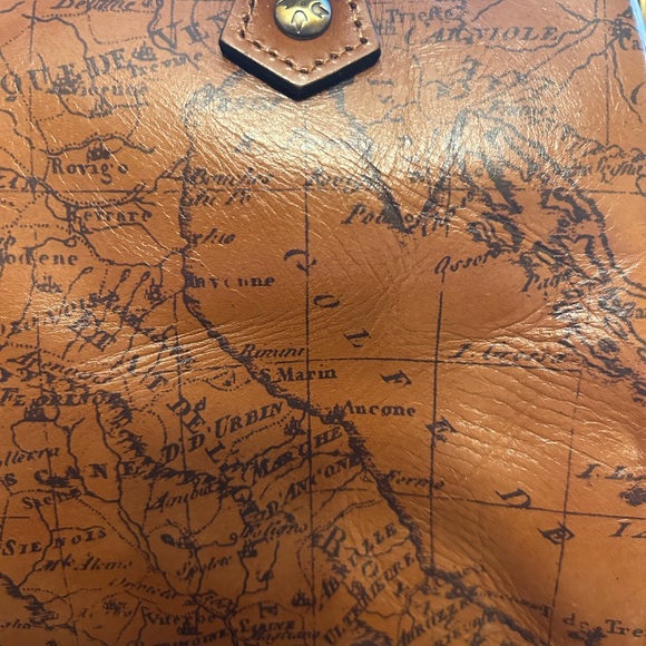 Patricia Nash Brown Map Print Skye Satchel Riot Rust Adjustable Strap NWT - Picture 2 of 13
